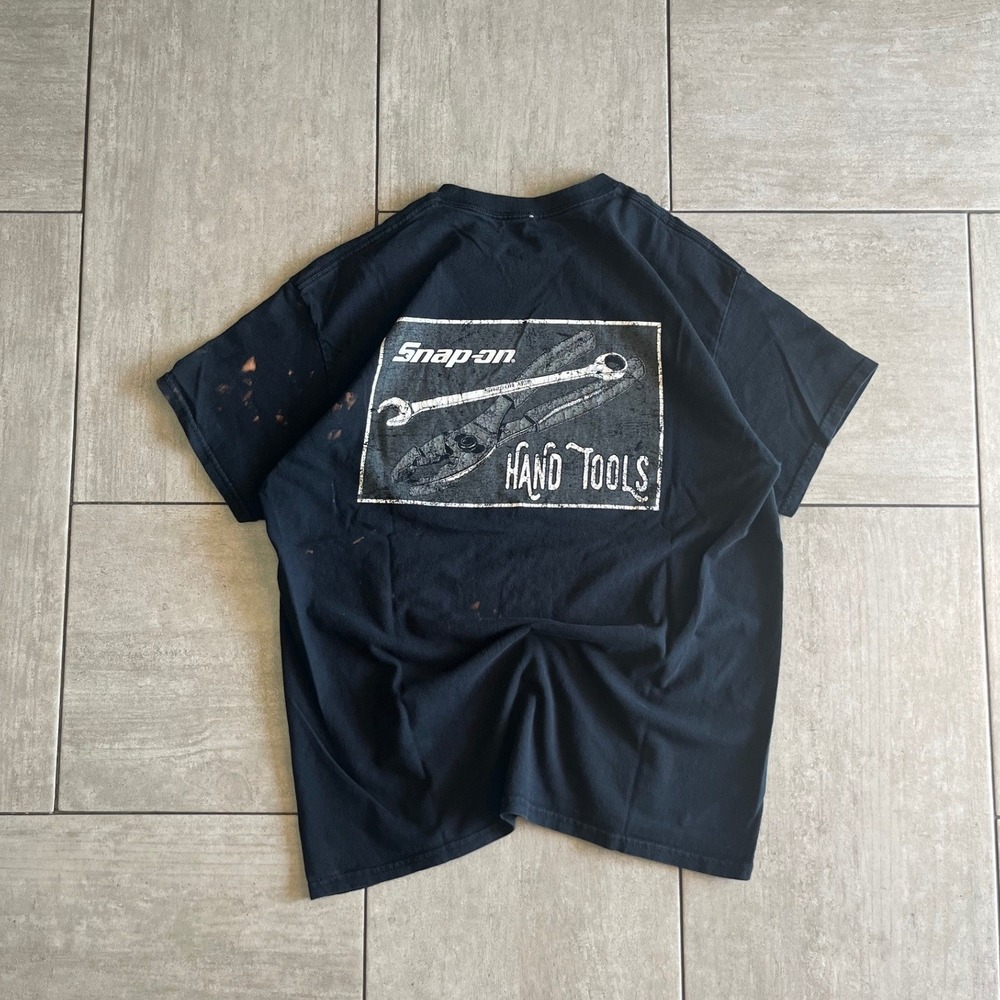 Snap-on Hand Tools Graphic T Shirt Black Short Sleeve Mens Size 21 x 27